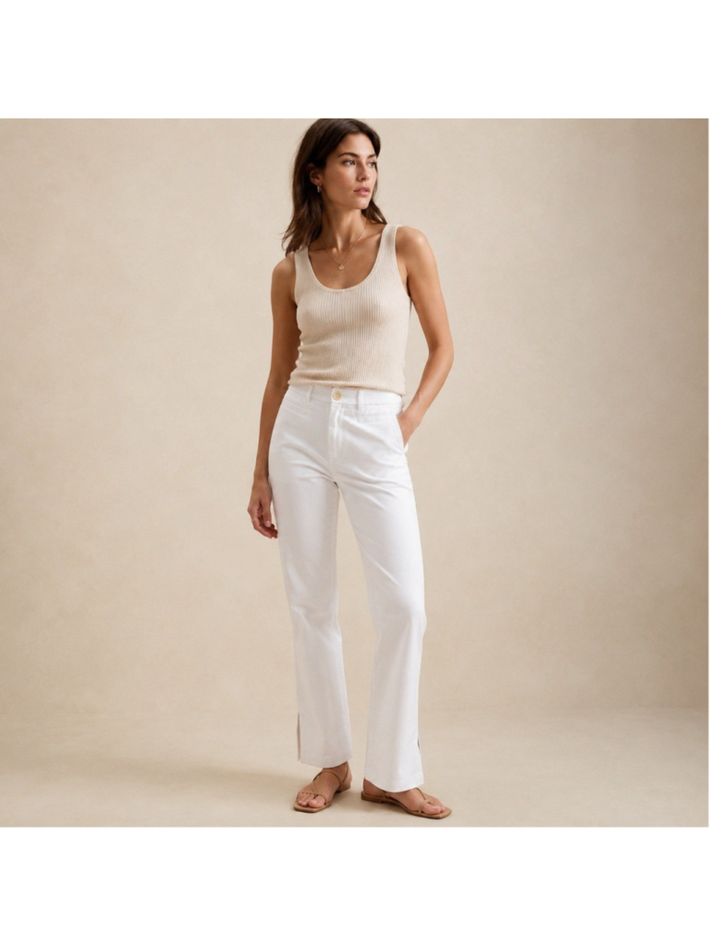 Banana Republic Martin Fit White Side Slit Pants Sz 10 Short NWT